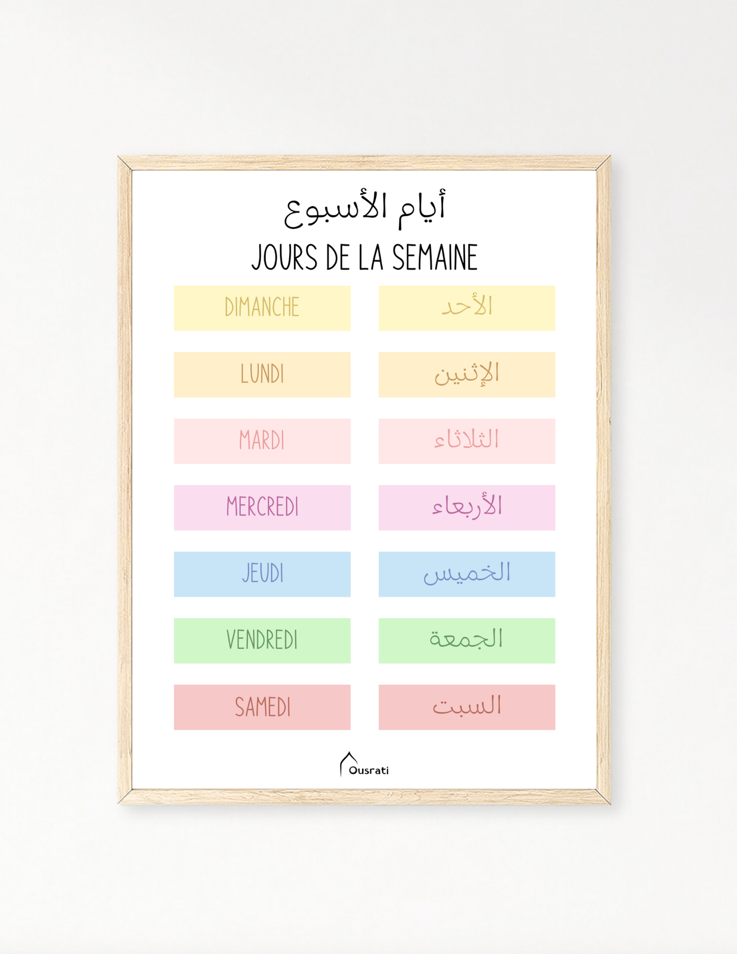 AFFICHE - LES JOURS DE LA SEMAINE